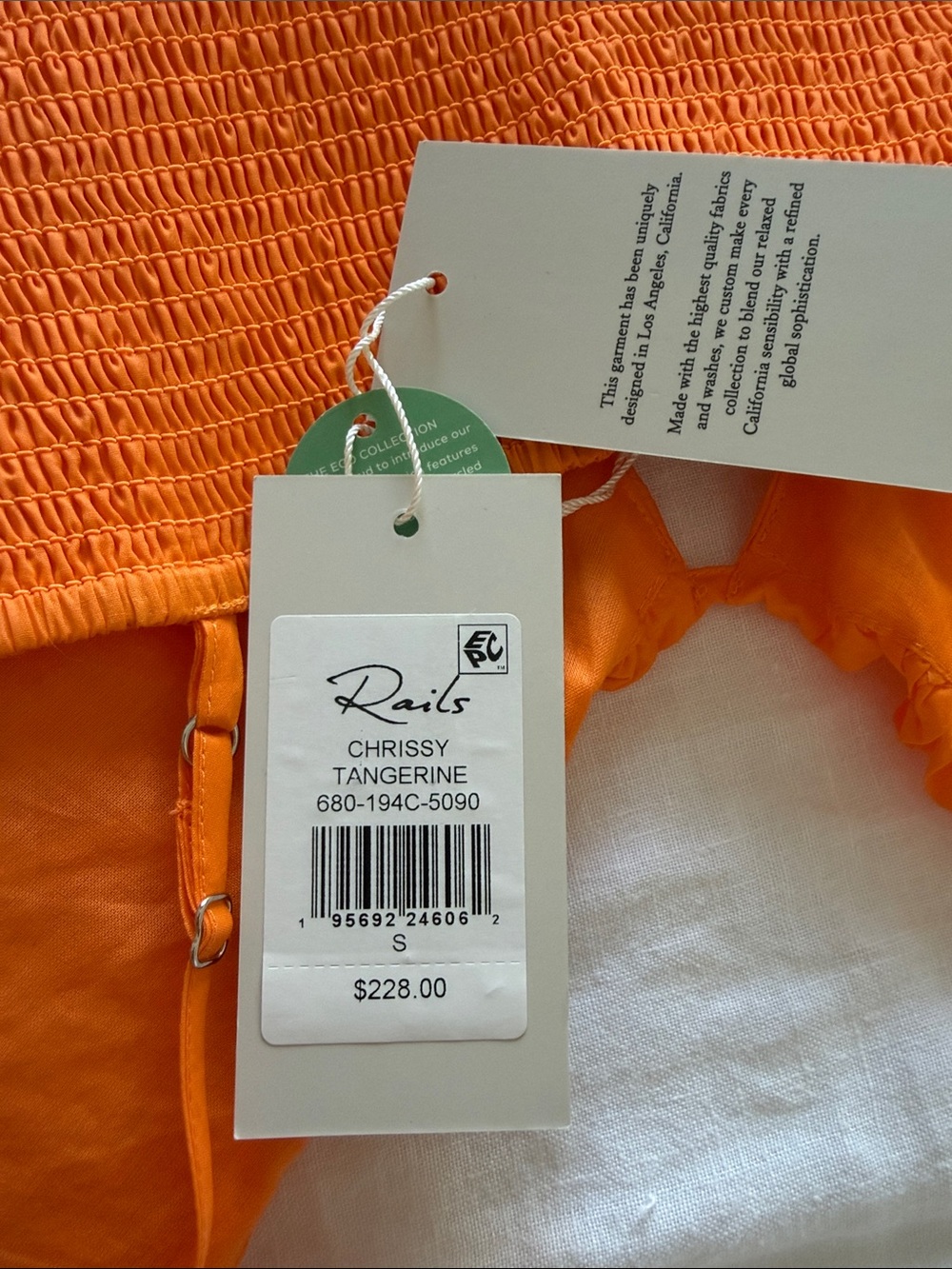 New Rails Chrissy Tangerine Spaghetti Strap Orange Sundress with Front Cutout - Picture 4 of 4